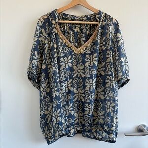 COURAGE.b couture 100% Silk Blouse Top Size S